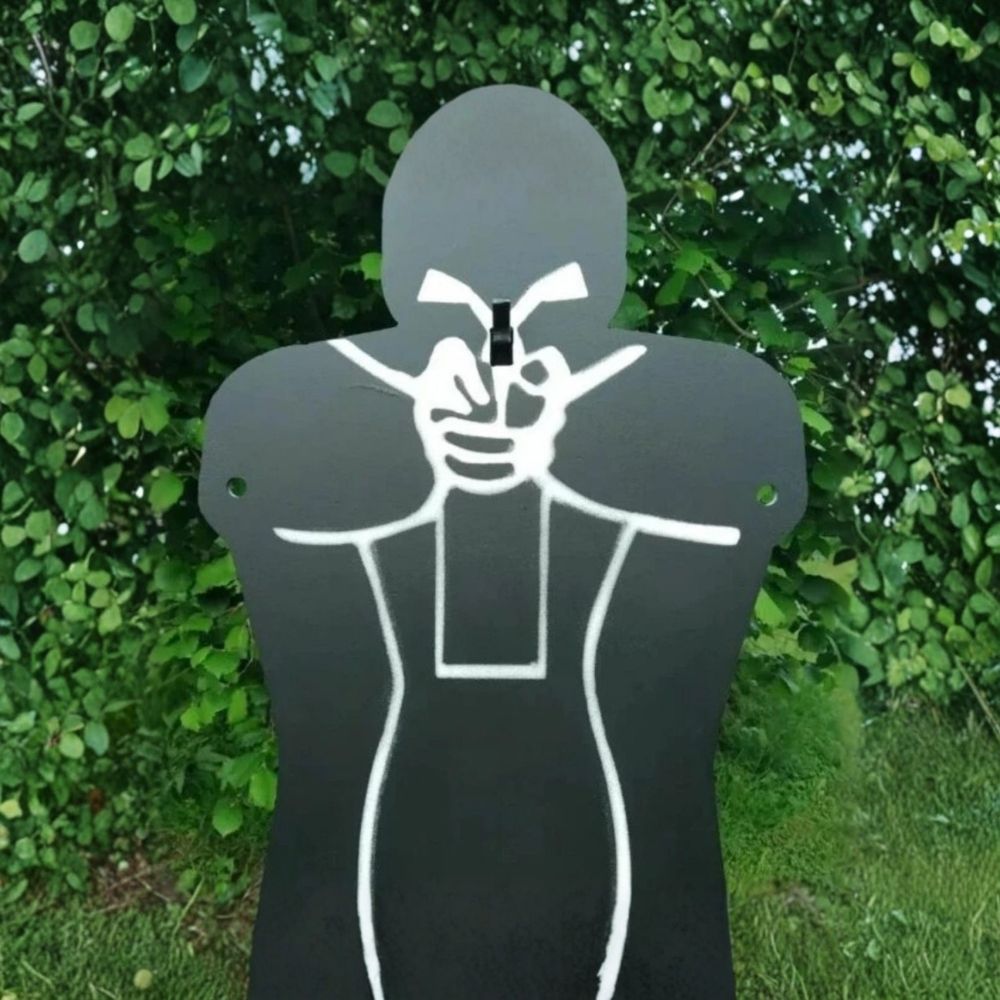 Gong de tir "CNT5", silhouette sur pied + pochoir métal inclus | Arme de Poing