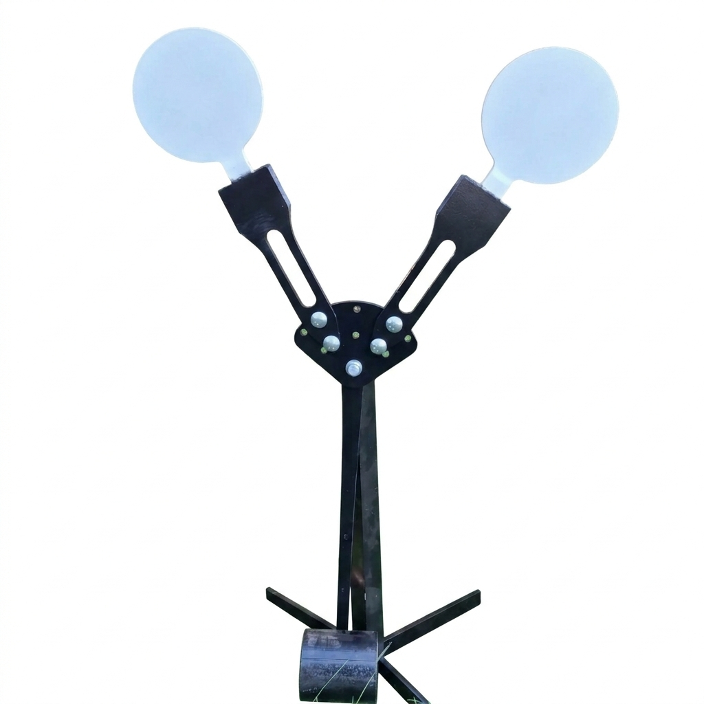 Double Bobber Metal – Cible métallique réactive double plates - Cible acier à balancier "Oreilles de Mickey"